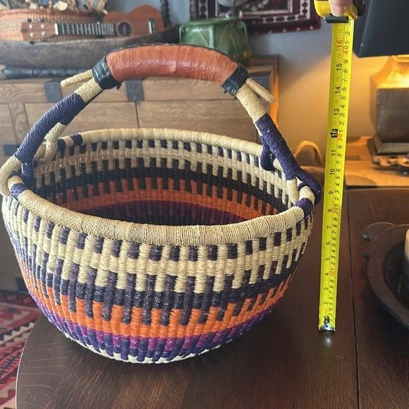 African Bolga basket. Ethnic, tribal, eclectic, unique, hippie, boho home vibes - Picture 5 of 16